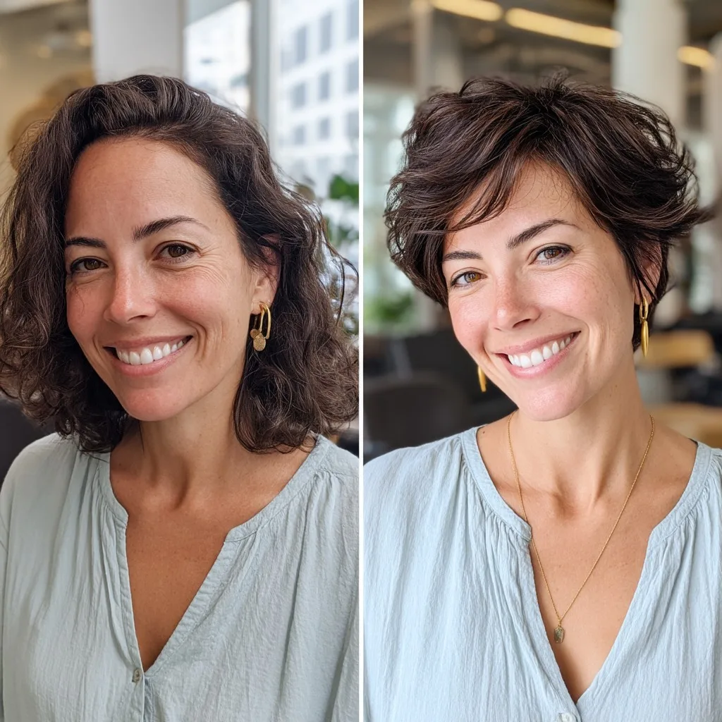 Chic Textured Long Pixie Cut with Defined Curls