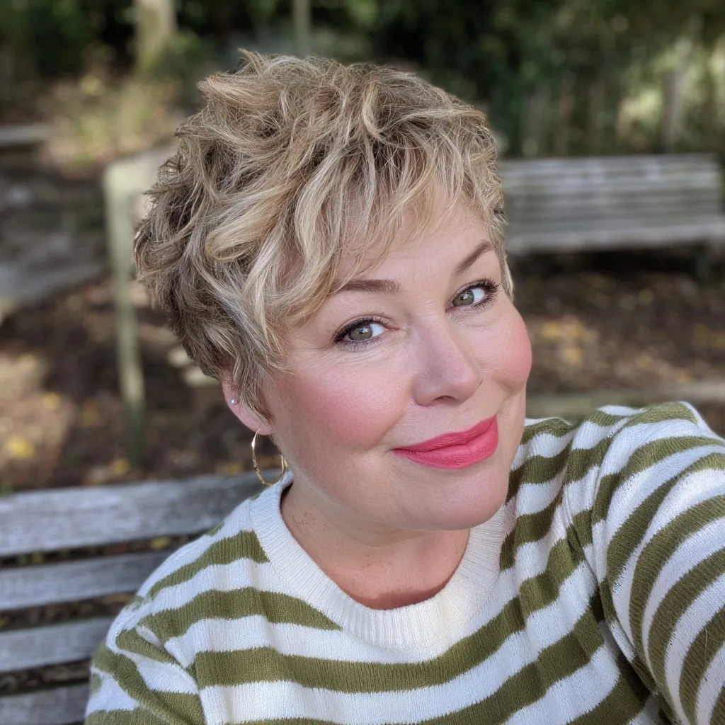 Chic Textured Long Pixie Cut with Soft Waves