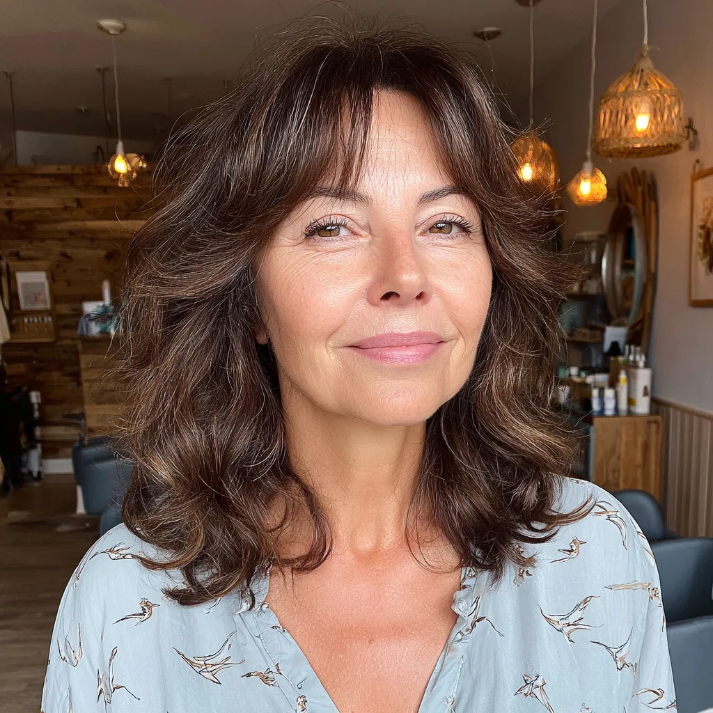 Chic Textured Medium Cut with Soft Bangs