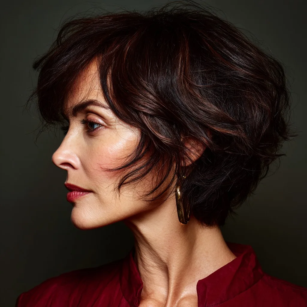 Chic Textured Mixie Haircut with Subtle Highlights