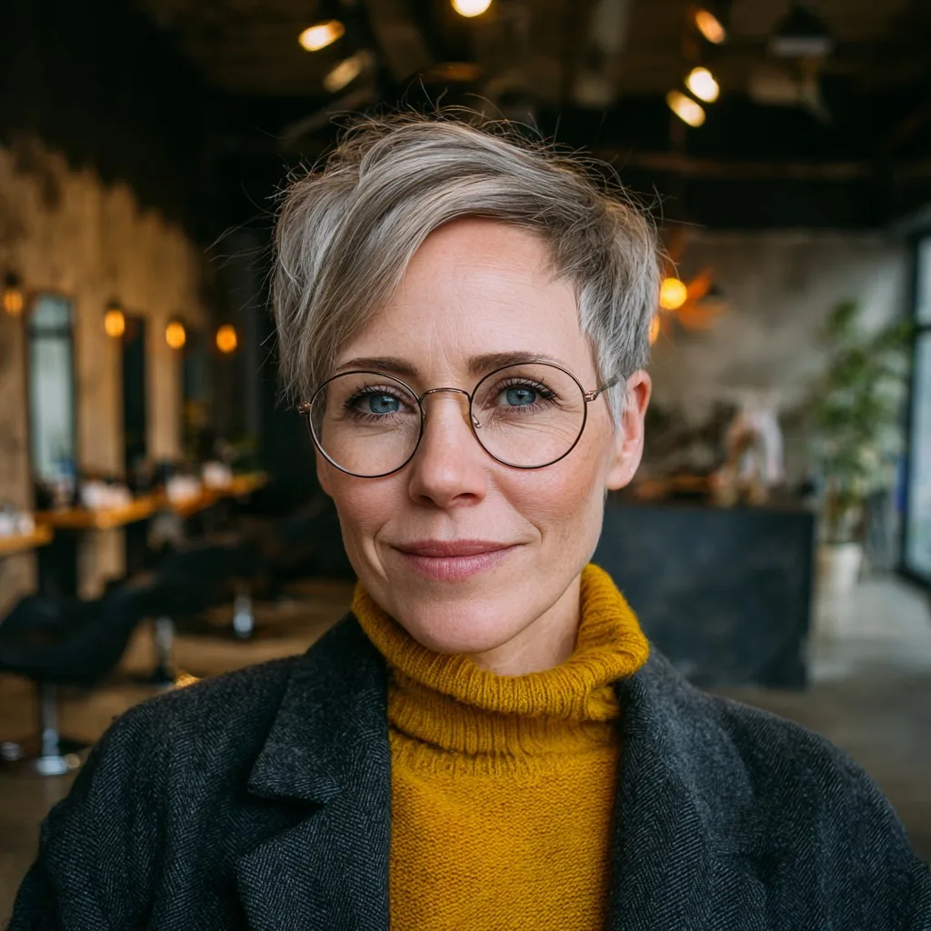 Chic Textured Pixie Cut with Soft Blonde Highlights