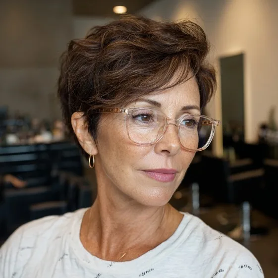 Chic Textured Pixie Cut with Soft Waves and Highlights
