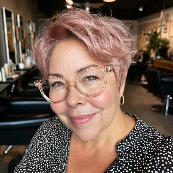 Chic Textured Pixie Cut with Subtle Pink Tones