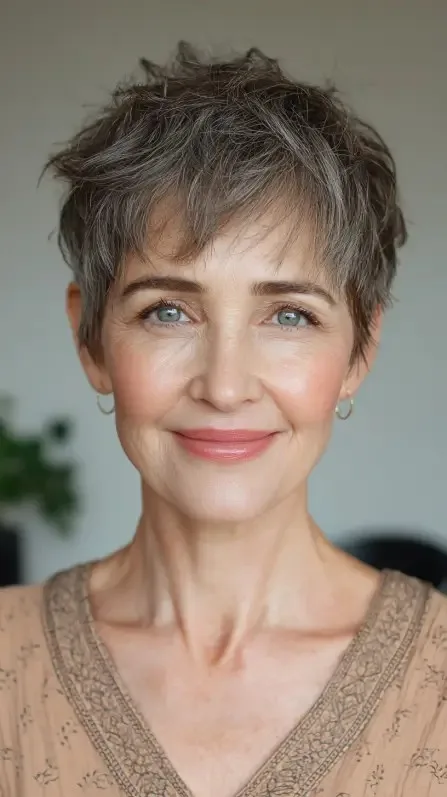 Chic Textured Short Haircut with Playful Volume