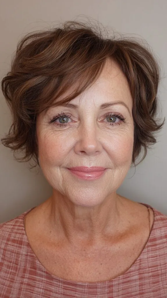 Chic Textured Short Layered Cut with Side Swept Bangs