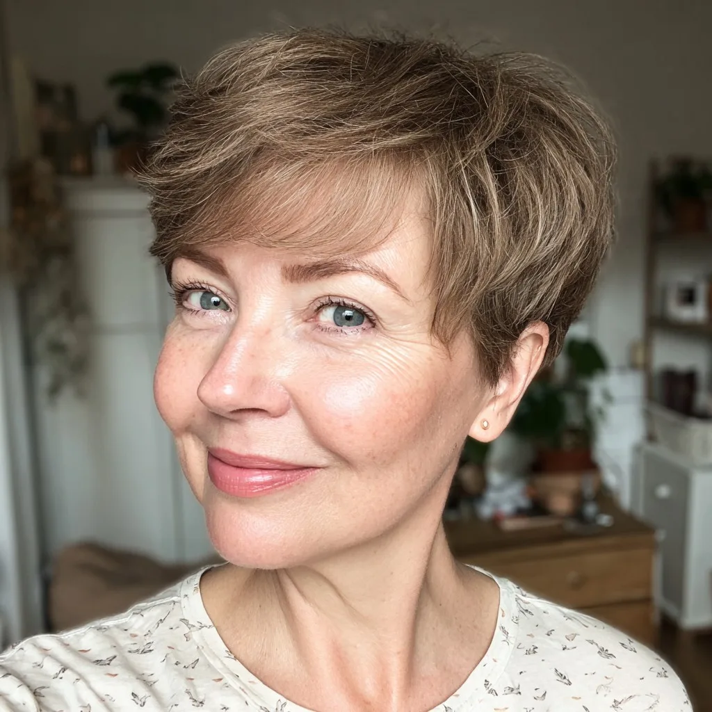 Chic Textured Short Pixie with Soft Bangs