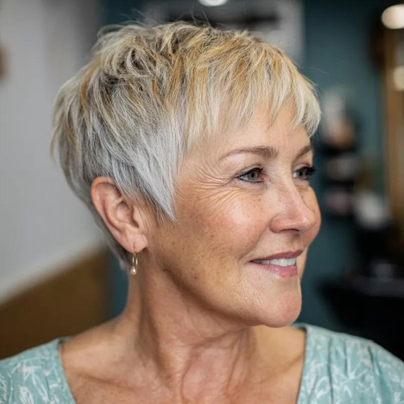 Chic Textured Short Pixie with Subtle Balayage