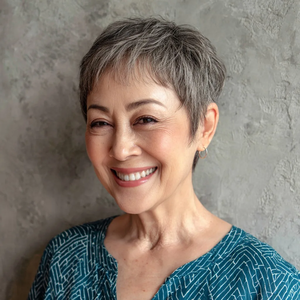 Chic Textured Short Pixie with Subtle Highlights