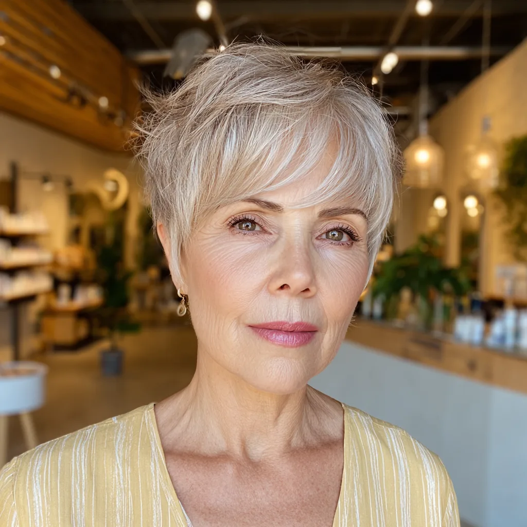 Chic Textured Side-Swept Pixie with Feathered Layers