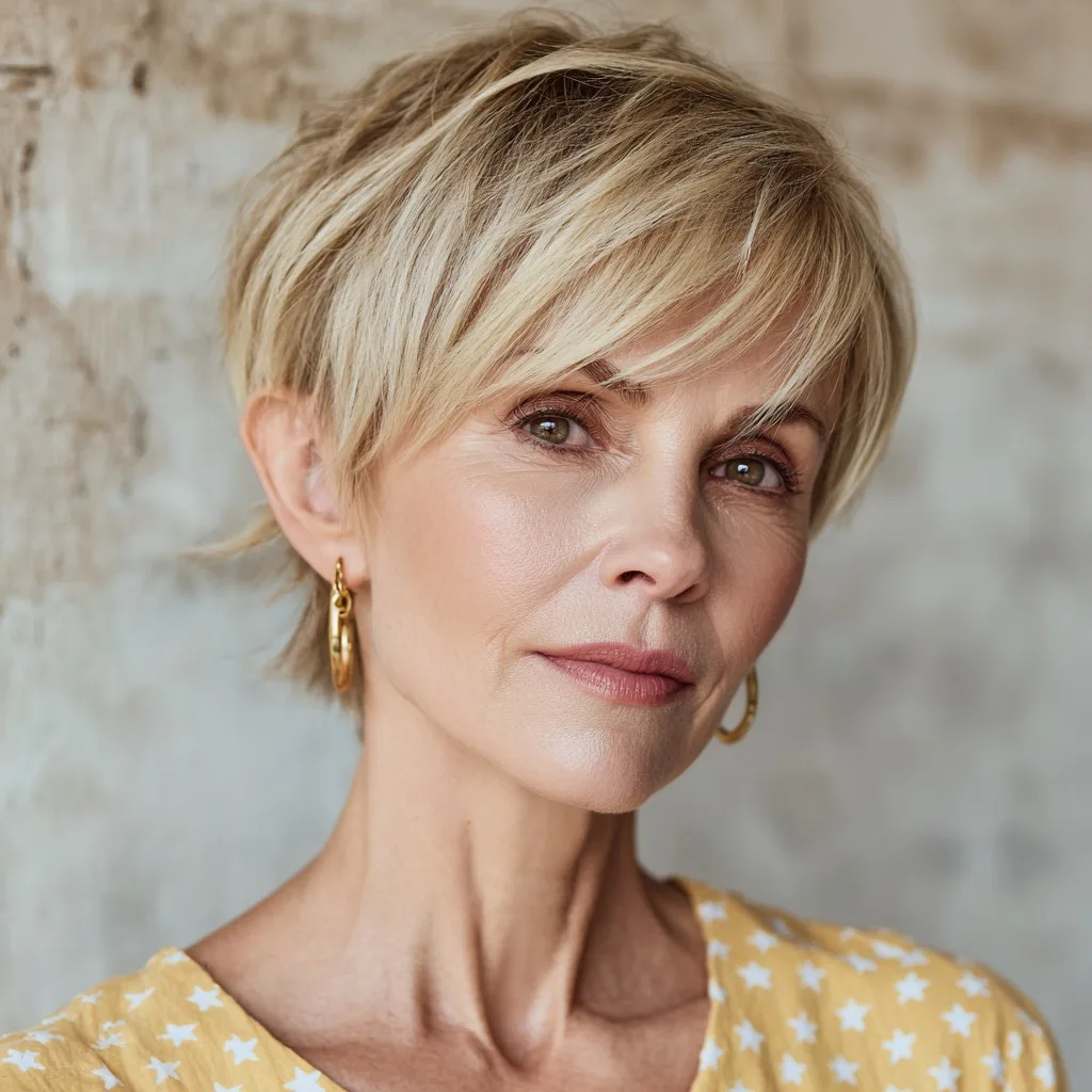 Chic Textured Side-Swept Pixie with Soft Layers