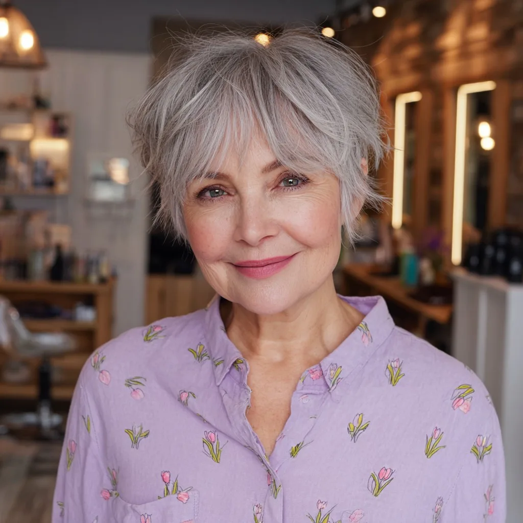 Chic Textured Silver Bixie Shag with Effortless Movement