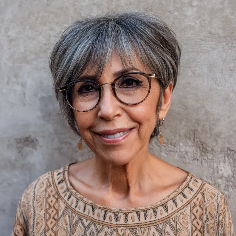 Chic Textured Silver Pixie with Subtle Layers