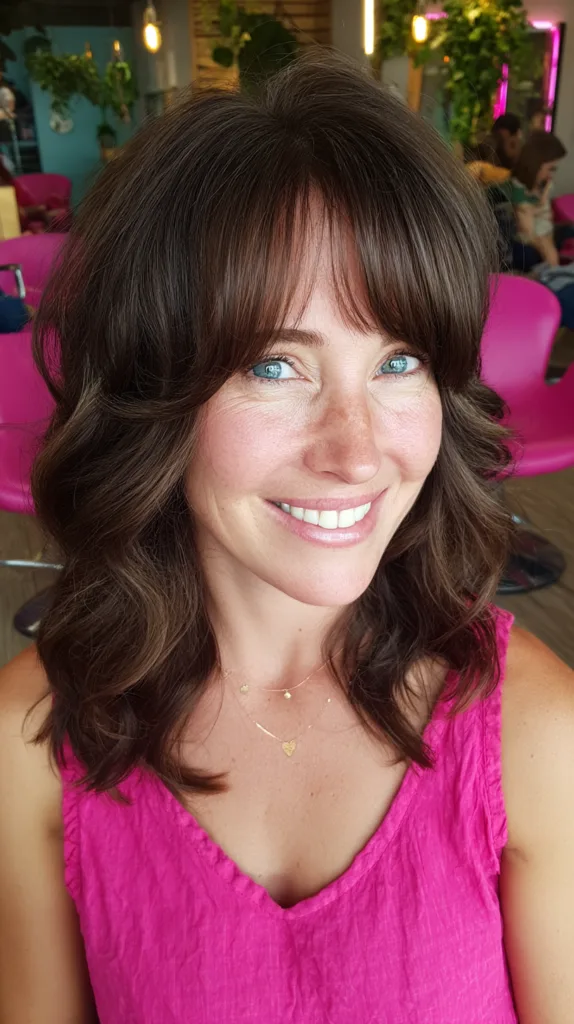 Chic Textured Wavy Cut with Curtain Bangs