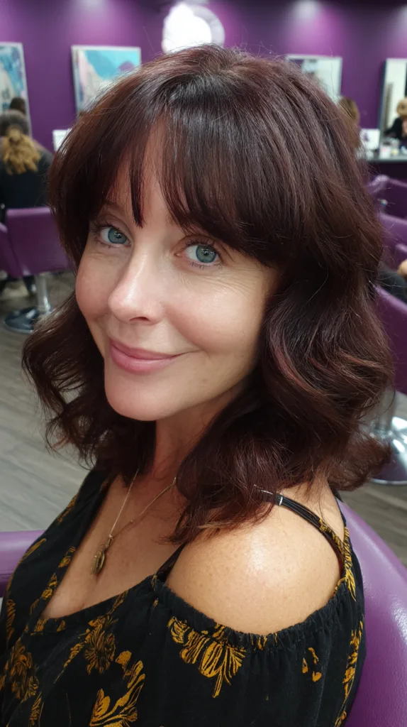 Chic Textured Wavy Cut with Soft Bangs