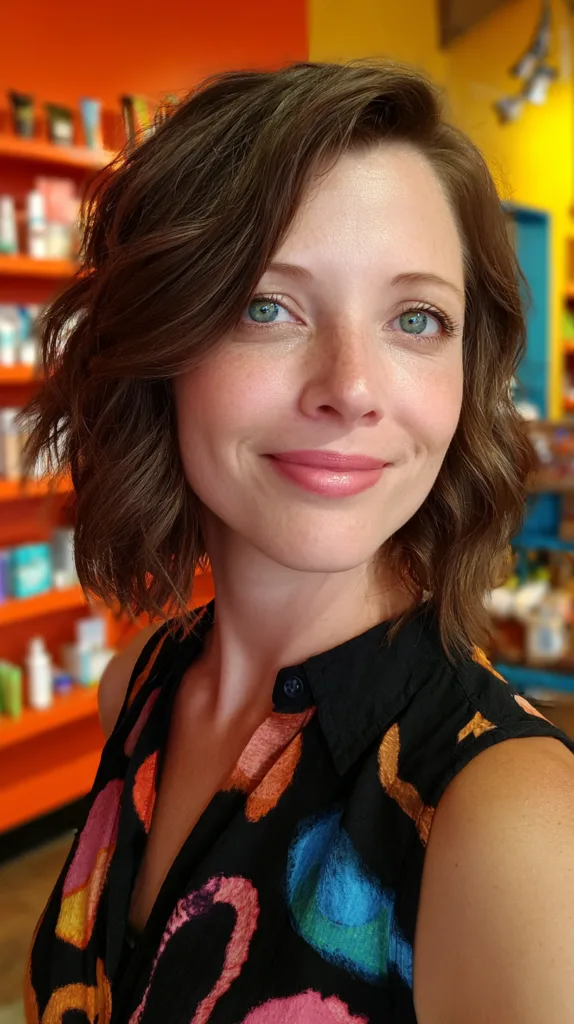 Chic Textured Wavy Lob with Side-Swept Bangs