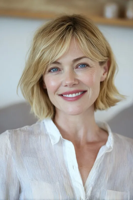 Chic Textured Wedge Bob with Soft Face-Framing Layers