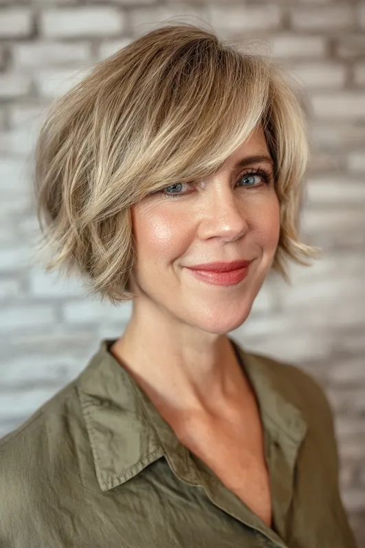 Chic Textured Wedge Bob with Subtle Waves