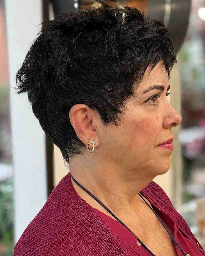 Chic Very Short Messy Haircut for a 50-Year-Old Woman