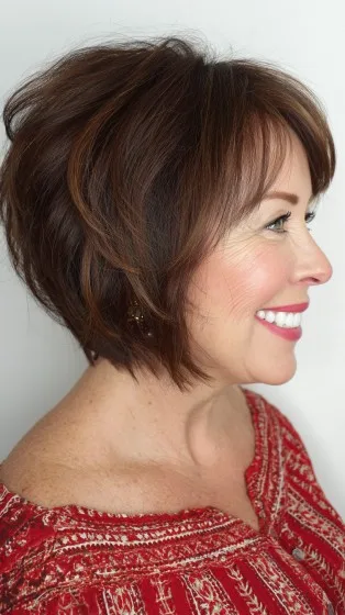 Chic Voluminous Layered Bob with Warm Undertones