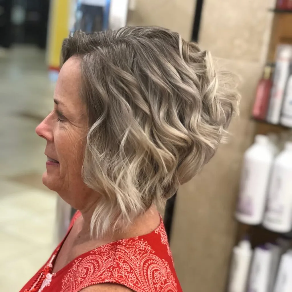 Chic Wavy Bob hairstyle for women over 50