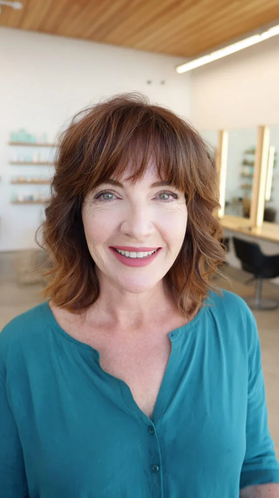 Chic Wispy Bangs with Soft Layered Curls
