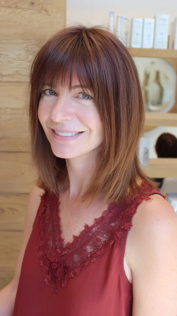 Chic Wispy Bangs with Soft Layered Lob
