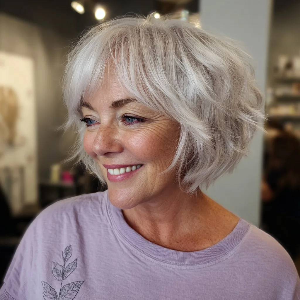 Chic Wispy Jaw-Length Bob with Soft Curtain Bangs
