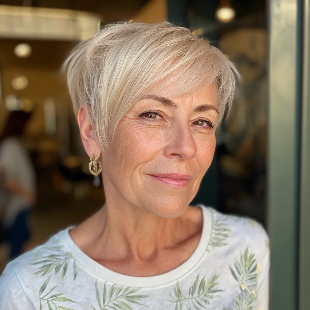 Chic Wispy Side-Swept Pixie with Soft Bangs