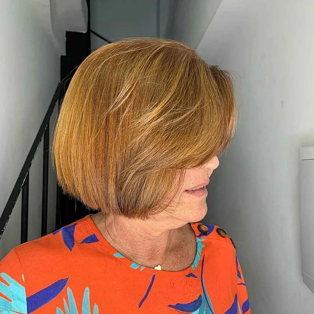 chin length bob hairstyle for women in their fifties round face