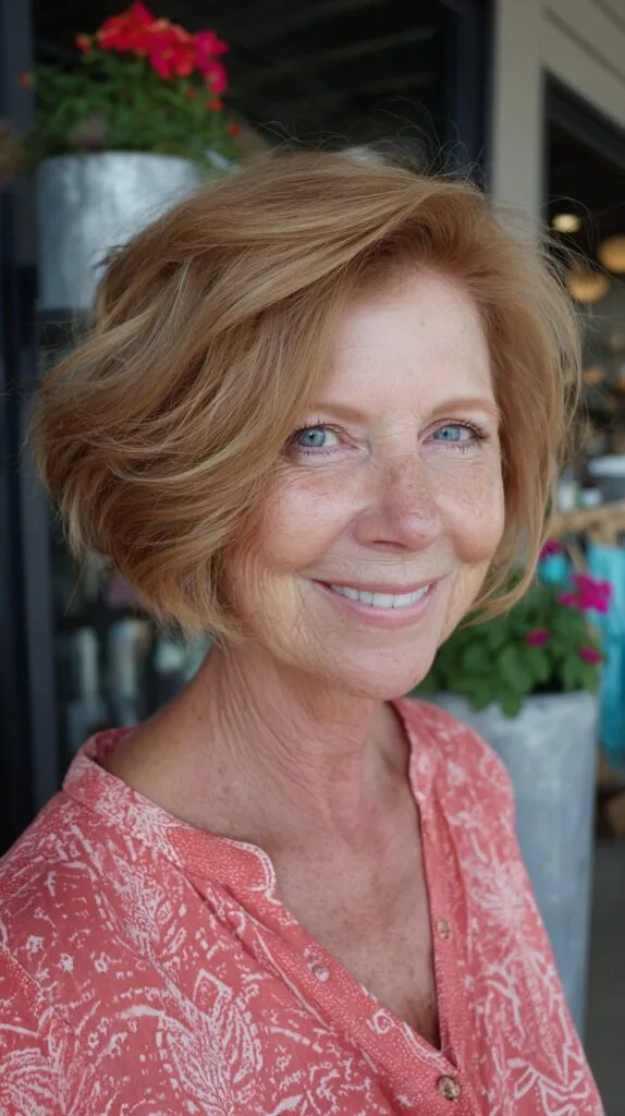 Chin-Length Feathered Bob with Lifted Crown
