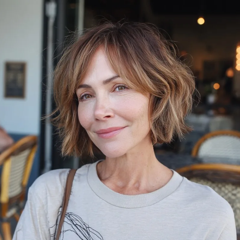 Choppy Jaw-Length Bob with Wispy Bangs