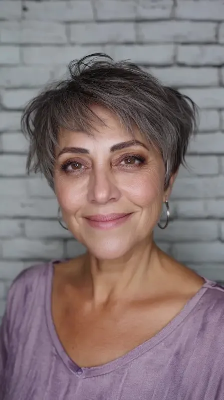 Choppy Layered Pixie Cut with Wispy Bangs
