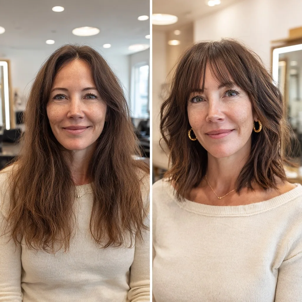 Choppy Mid-Length Shag with Soft Bangs