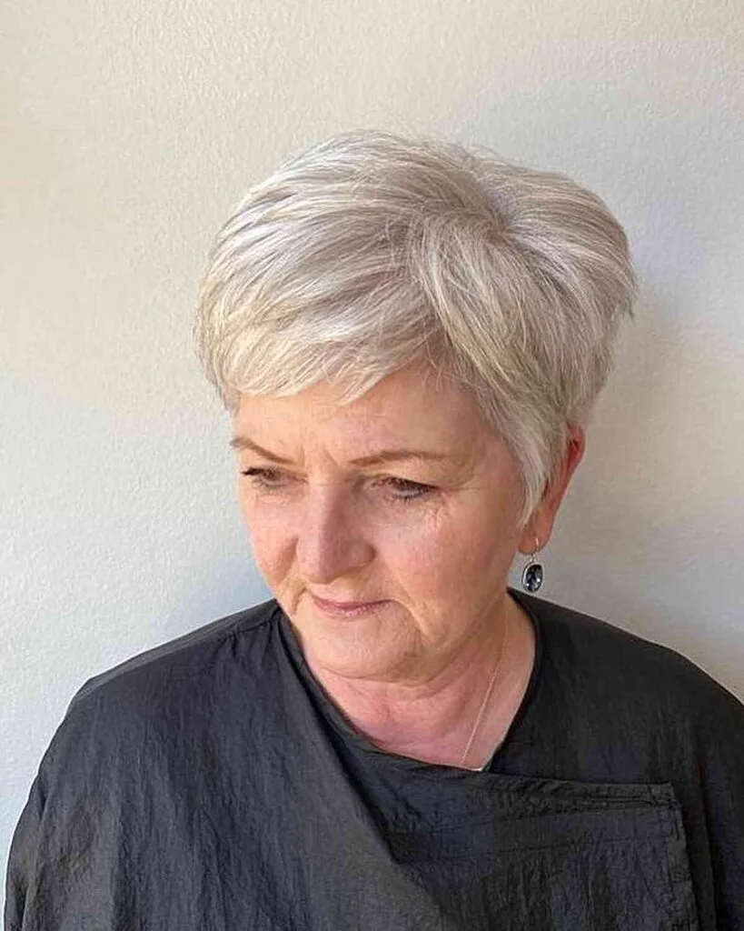 Choppy Pixie Crop with Short Fringe for Older Women Over Seventy