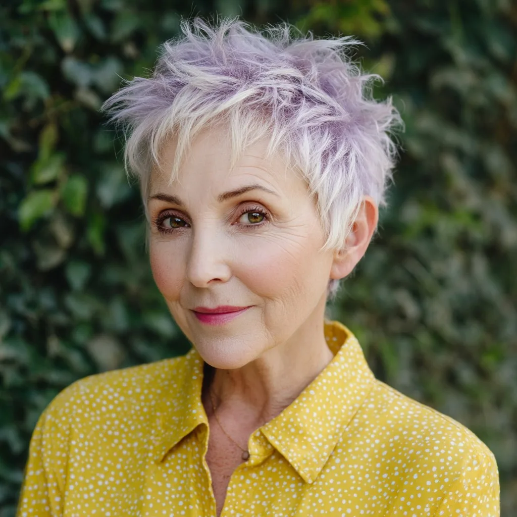 Choppy Pixie Cut with Soft Lavender Hues