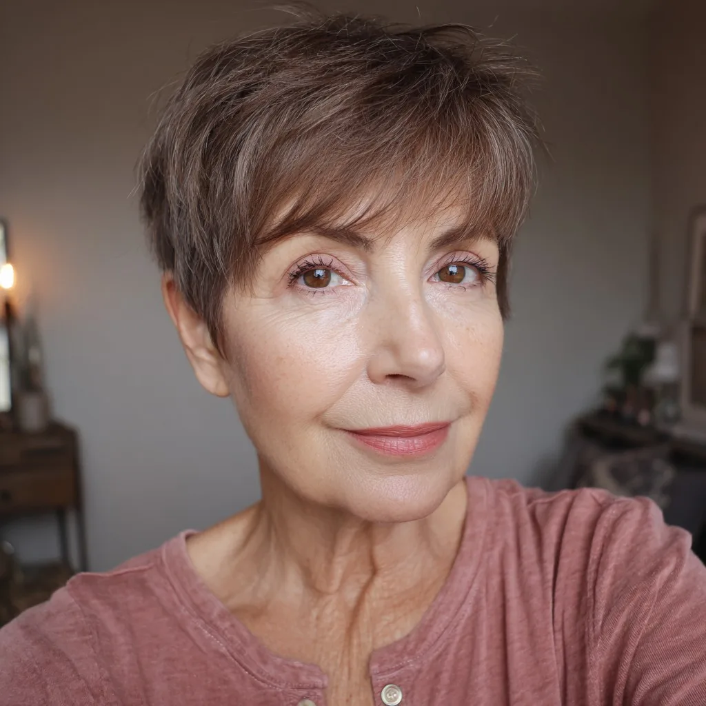 Choppy Pixie Cut with Soft Long Bangs