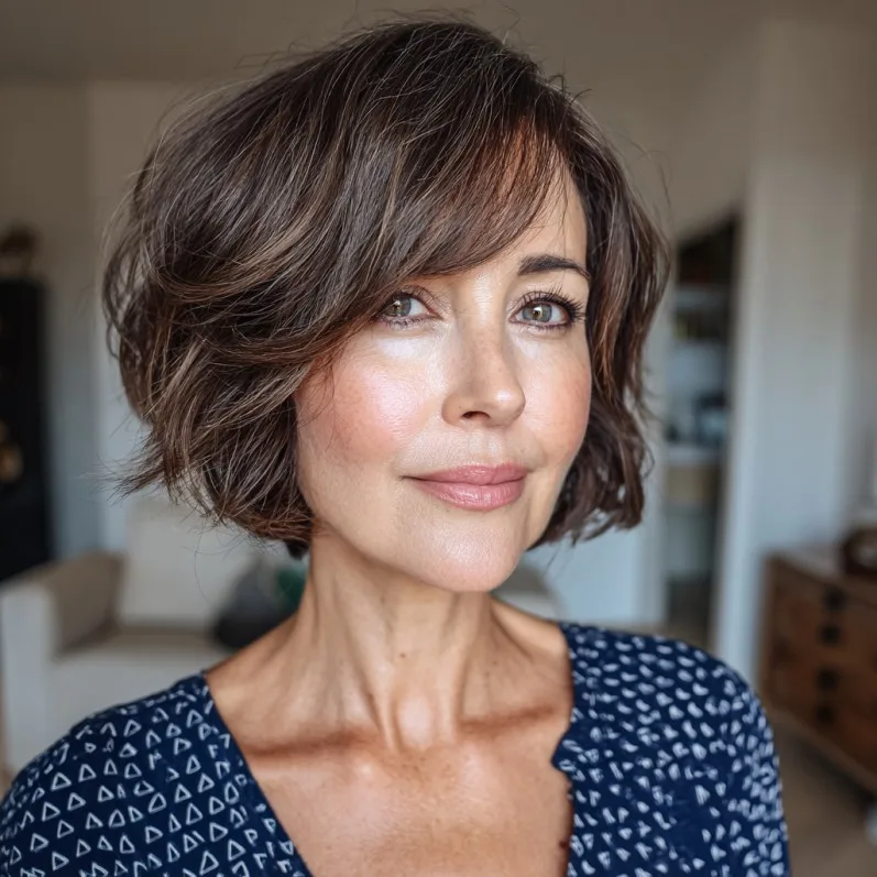 Choppy Textured Bob with Soft Bangs