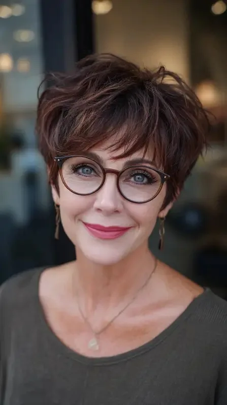 Choppy Textured Pixie with Long Bangs