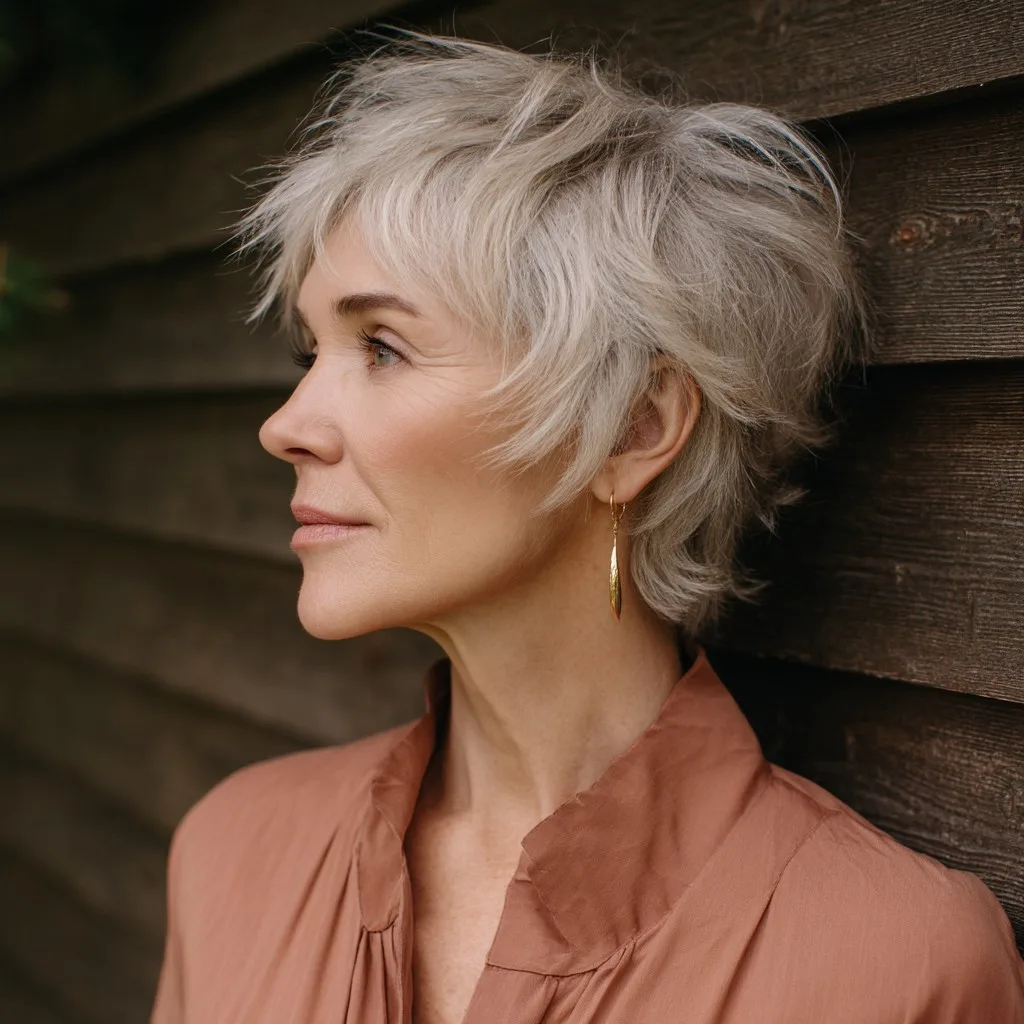 Choppy Textured Platinum Pixie with Soft Layers