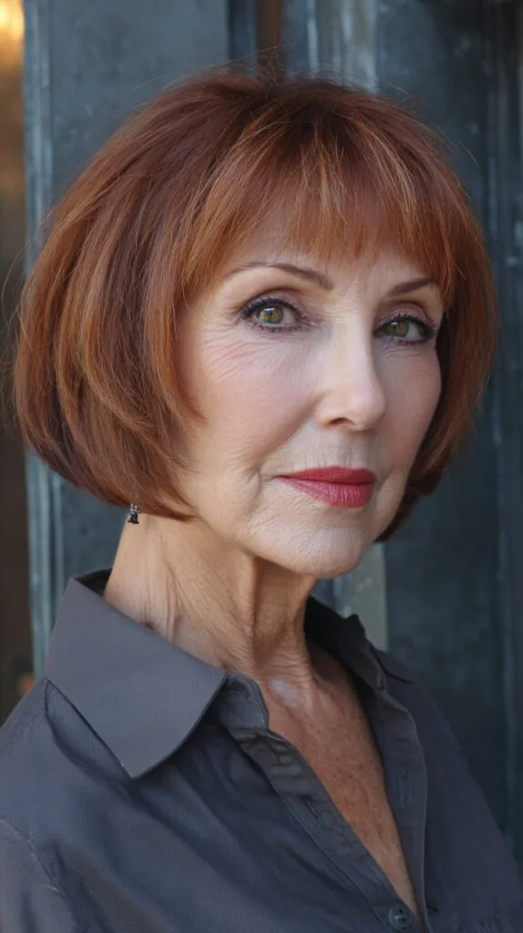 Classic Copper Bob with Soft Bangs