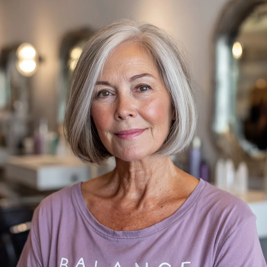 Classic Gray Bob with Soft Edges