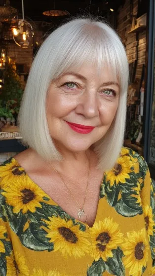Classic Sleek Blunt Bob with Subtle Bangs