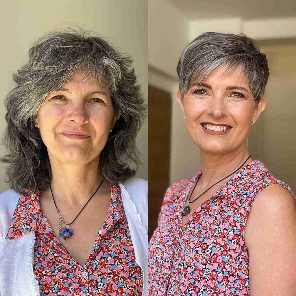 Contemporary Salt-and-Pepper Pixie Haircut for Women Over Sixty