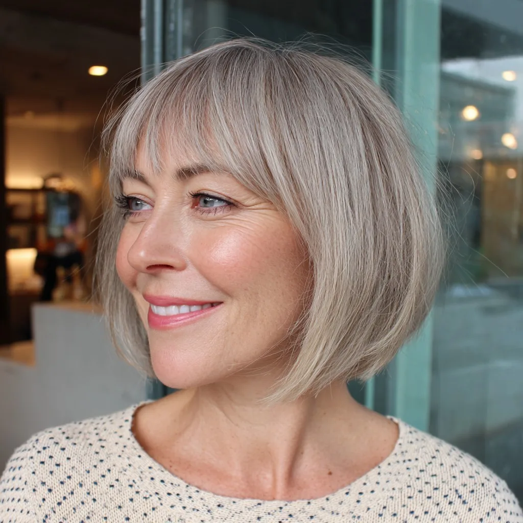 Contemporary Soft Blunt Bob with Subtle Bangs