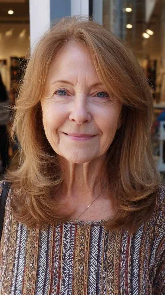 Copper Layered Shoulder-Length Cut with Interior Stack and Face-Framing Layers