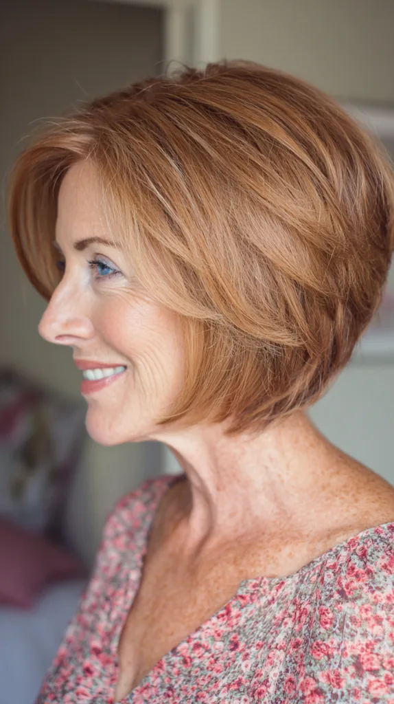 Copper penny layered stacked bob with smooth finish