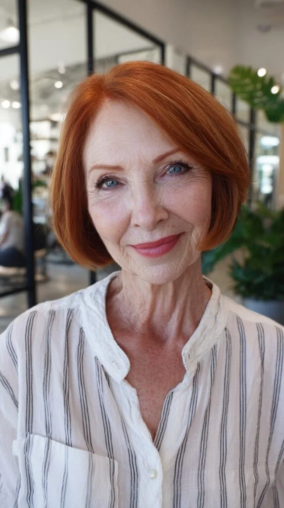 Copper Rounded Jaw-Length Bob with Subtle Interior Graduation