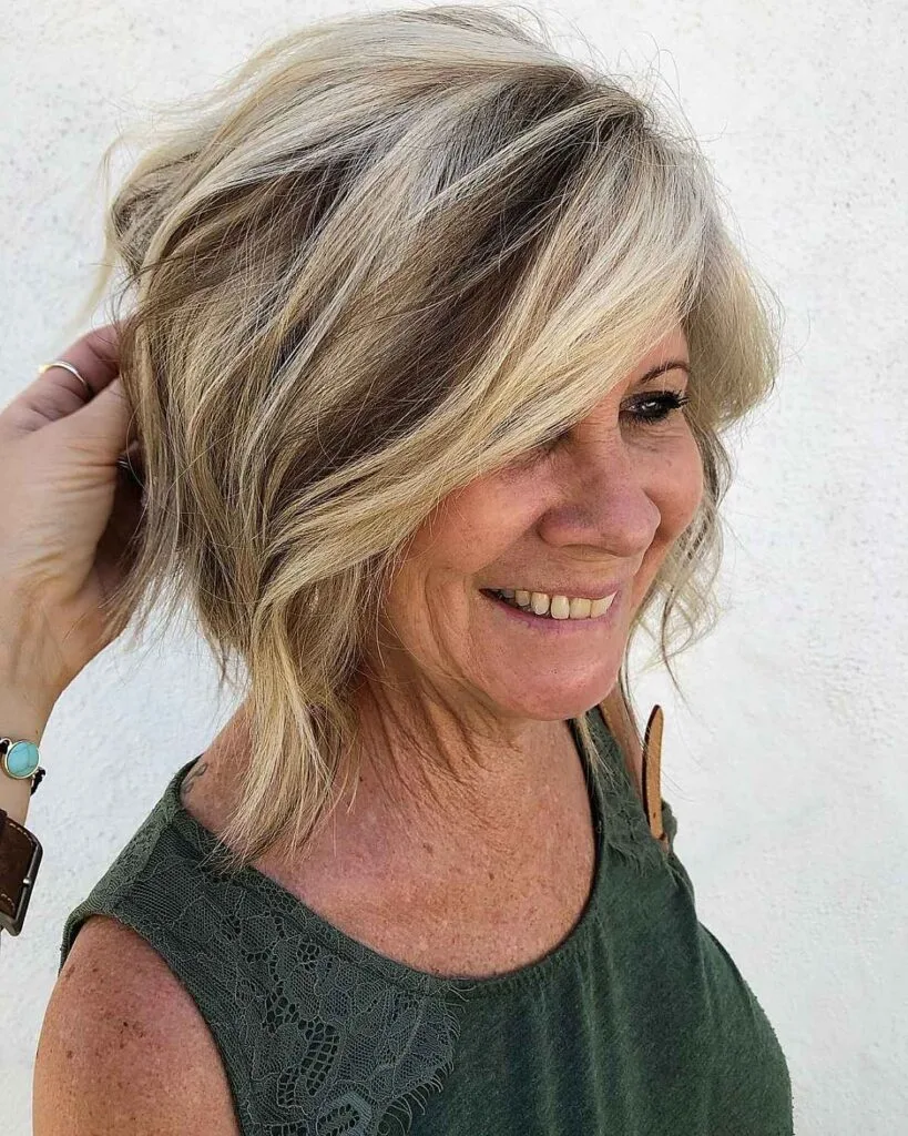 creamy blonde with dark brown lowlights