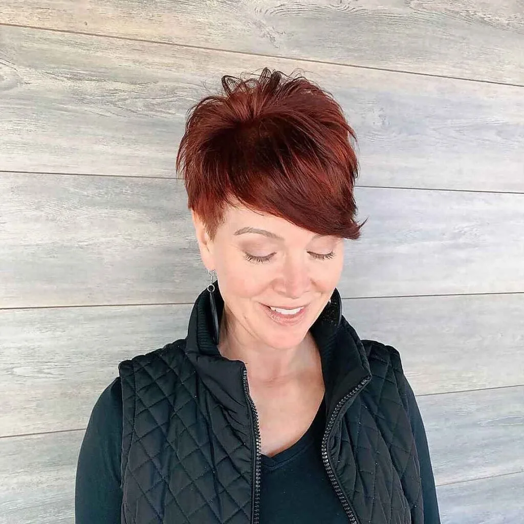 Crimson pixie for mature women
