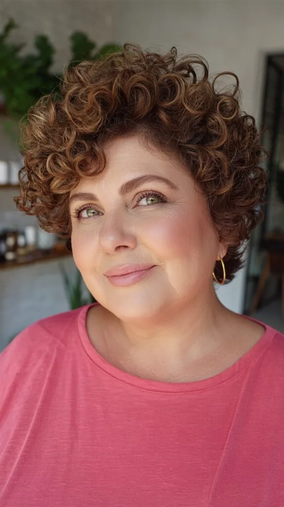 Curly Stacked Pixie with Tapered Nape and Defined Ringlets